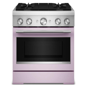 Kitchenaid® 30-Inch 4 Burner Commercial-Style Dual Fuel Range with No Preheat Air Fry Mode KFDS930SWF