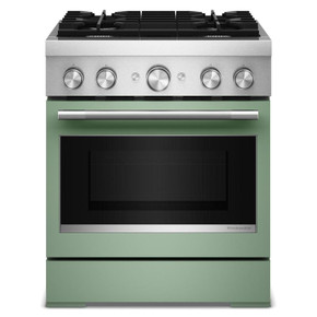 Kitchenaid® 30-Inch 4 Burner Commercial-Style Dual Fuel Range with No Preheat Air Fry Mode KFDS930SDC
