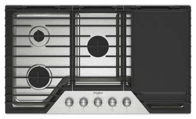 Whirlpool® 36-inch Gas Cooktop with 2-in-1 Hinged Grate to Griddle WCGK7536PS