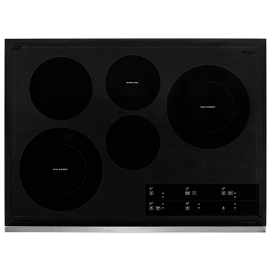 Whirlpool® 30-inch Electric Ceramic Glass Cooktop with Two Dual Radiant Elements WCE97US0KS