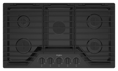 Whirlpool® 36-inch Gas Cooktop with EZ-2-Lift™ Hinged Cast-Iron Grates WCGK5036PB