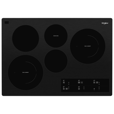 Whirlpool® 30-inch Electric Ceramic Glass Cooktop with Two Dual Radiant Elements WCE97US0KB