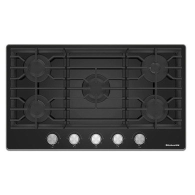 Kitchenaid® 36" Gas-on-Glass Cooktop KCGG536PBL