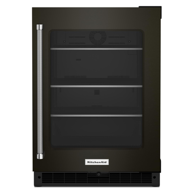 Kitchenaid® 24 Undercounter Refrigerator with Glass Door and Shelves with Metallic Accents and PrintShield™ Finish KURR314KBS