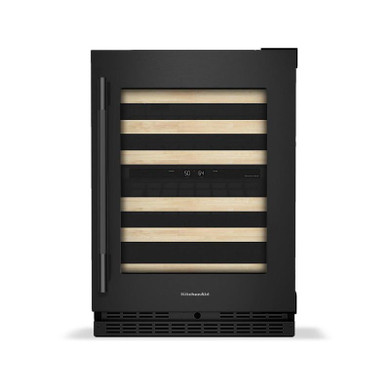 Kitchenaid® 24" Undercounter Wine Cellar with Full-Extension Wood-Front Racks KUWR524SBE