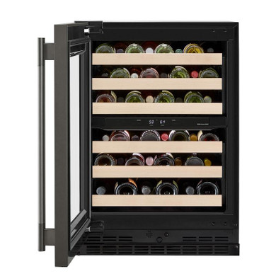 Kitchenaid® 24" Undercounter Wine Cellar with Full-Extension Wood-Front Racks KUWL524SBE