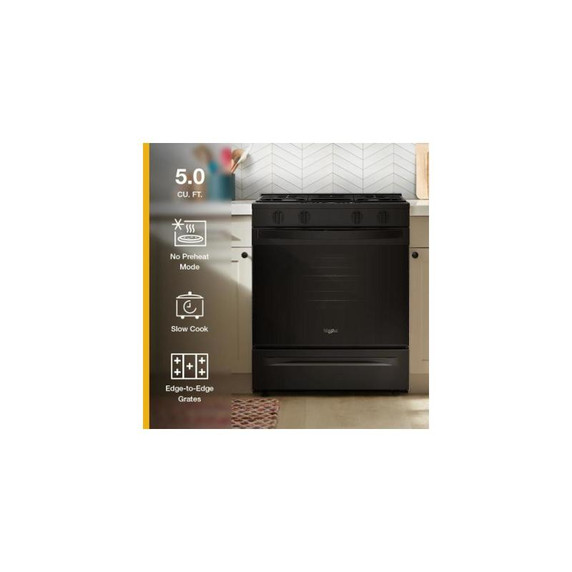 Whirlpool® 30-inch Gas Smart Range with No Preheat Mode and Steam Clean WSGS3330TB