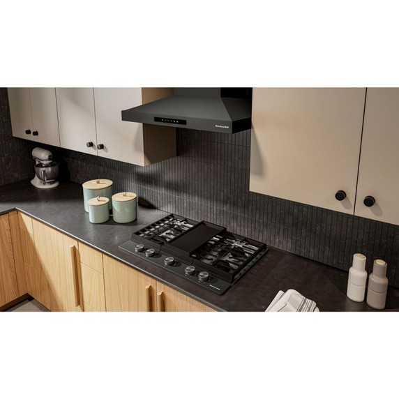 Kitchenaid® Gas-on-Metal Cooktop with an Integrated Wok Grate and CookShield™ Finish KCGK730SBE