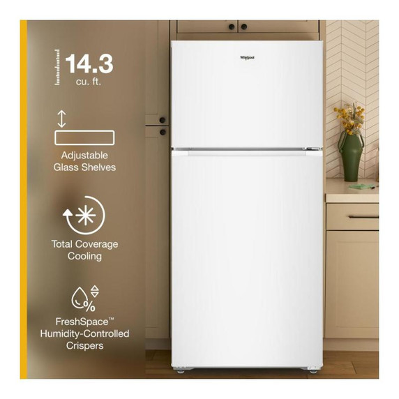 Whirlpool® 28-inch Wide Top Freezer Refrigerator with Total Coverage Cooling- 14 Cu. Ft. WRTX3314TW