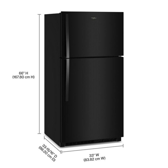 Whirlpool® 32.8-inch Wide Top Freezer Refrigerator with Total Coverage Cooling- 21 Cu. Ft. WRTX7421TB