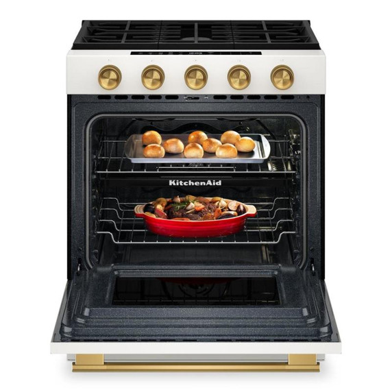 Kitchenaid® 5.0 Cu. Ft. Smart Slide-in Gas Range with Convection Cooking Modes and 2-in-1 Burner KSGS530SPL