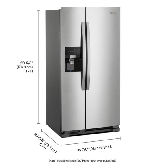 Whirlpool® 36-inch Wide Side-by-Side Refrigerator - 25 cu. ft. WRS315SDHZ