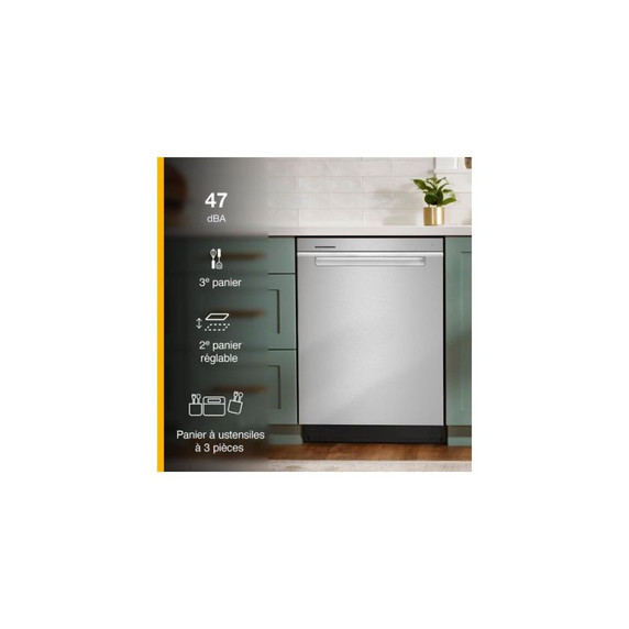 Whirlpool® 24” Stainless Steel Dishwasher with AI Intelligent Wash - 47 dBA WDTA50SAKZ