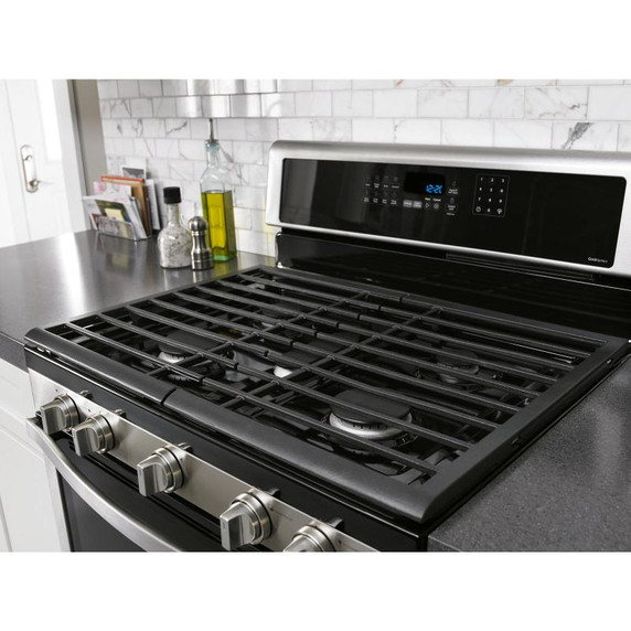 Whirlpool® 6.0 Cu. Ft. Gas Double Oven Range with Center Oval Burner WGG745S0FS