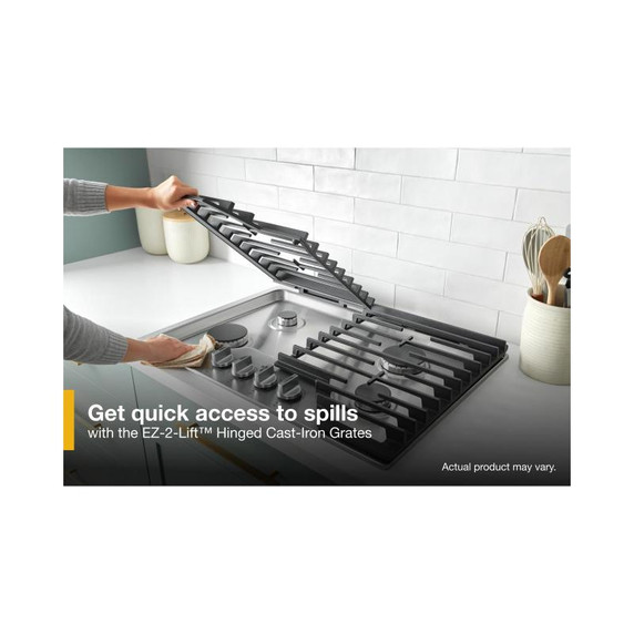 Whirlpool® 36-inch Gas Cooktop with EZ-2-Lift™ Hinged Cast-Iron Grates WCGK5036PS