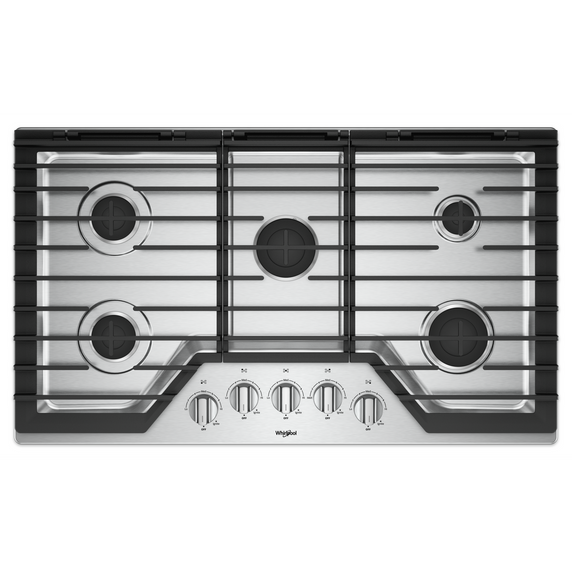 Whirlpool® 36-inch Gas Cooktop with EZ-2-Lift™ Hinged Cast-Iron Grates WCG55US6HS