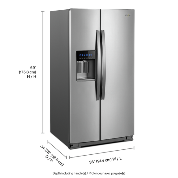 Whirlpool® 36-inch Wide Side-by-Side Refrigerator - 28 cu. ft. WRS588FIHZ