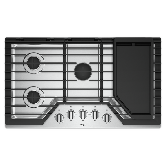 Whirlpool® 36-inch Gas Cooktop with Griddle WCG97US6HS