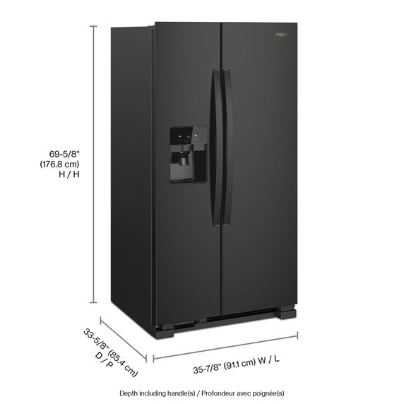 Whirlpool® 36-inch Wide Side-by-Side Refrigerator - 25 cu. ft. WRS325SDHB