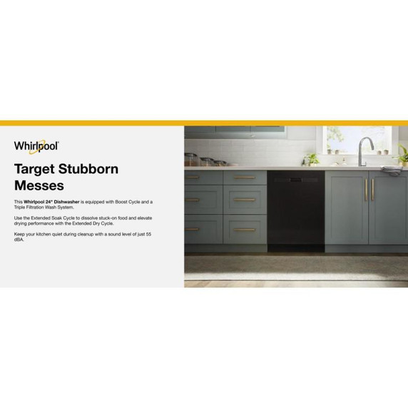 Whirlpool® Quiet Dishwasher with Boost Cycle and Pocket Handle WDP540HAMB