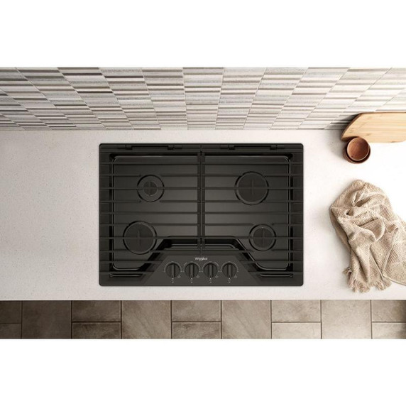 Whirlpool® 30-inch Gas Cooktop with EZ-2-Lift™ Hinged Cast-Iron Grates WCGK5030PB