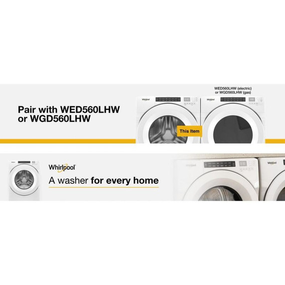 Whirlpool® 5.0 cu.ft I.E.C. Closet-Depth Front Load Washer with Intuitive Controls WFW560CHW