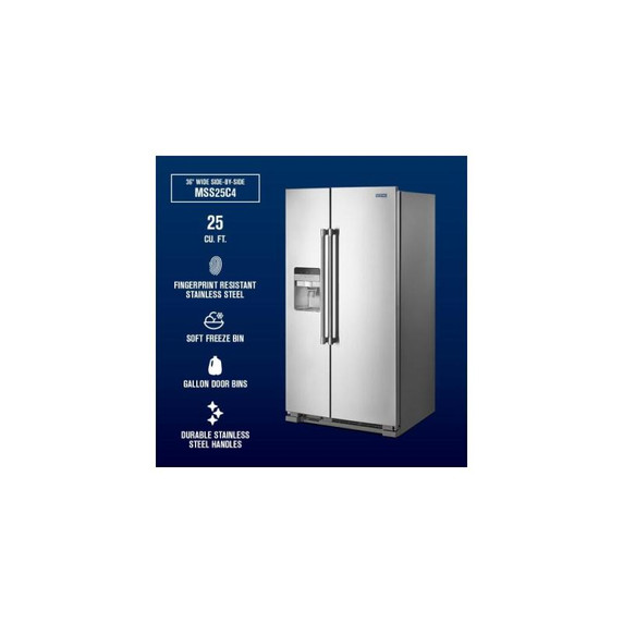Maytag® 36-Inch Wide Side-by-Side Refrigerator with Exterior Ice and Water Dispenser - 25 Cu. Ft. MSS25C4MGZ