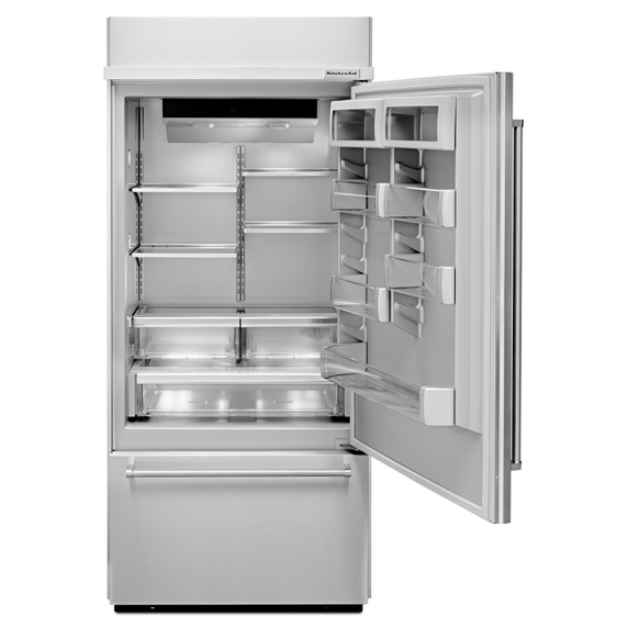 Kitchenaid® 20.9 Cu. Ft. 36 Width Built-In Stainless Bottom Mount Refrigerator with Platinum Interior Design KBBR306ESS