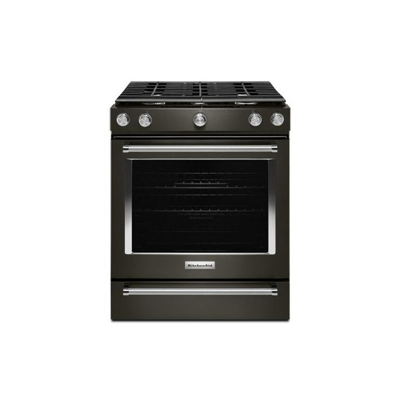 Kitchenaid® 30-Inch 5-Burner Gas Slide-In Convection Range KSGG700EBS