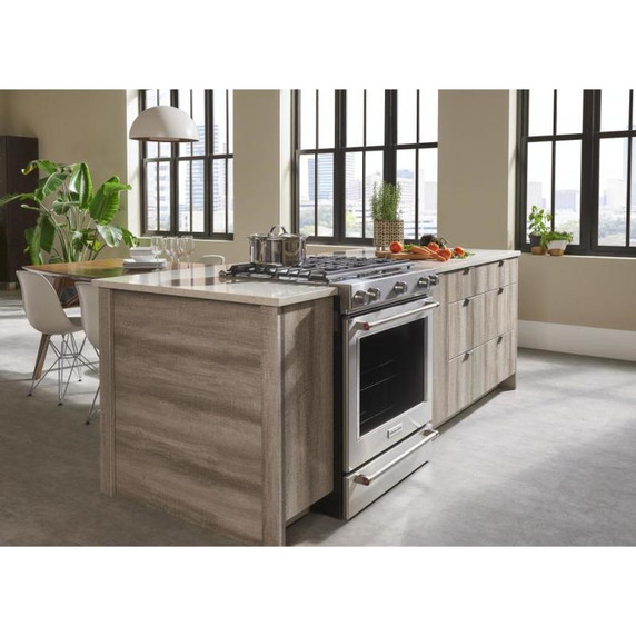 KitchenAid® 30-Inch 5-Burner Dual Fuel Convection  Front Control Range with Baking Drawer YKSDB900ESS