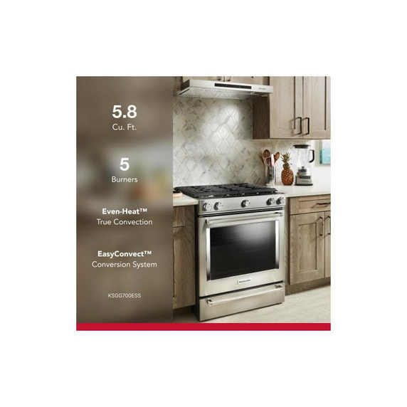 Kitchenaid® 30-Inch 5-Burner Gas Convection Front Control Range KSGG700ESS