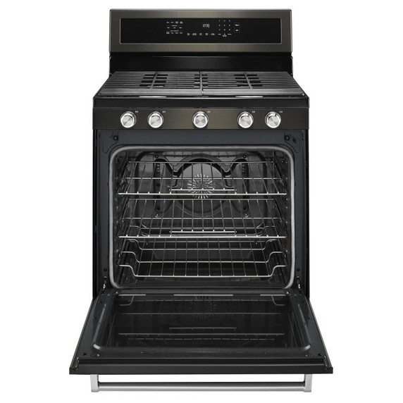 Kitchenaid® 30-Inch 5-Burner Gas Convection Range KFGG500EBS
