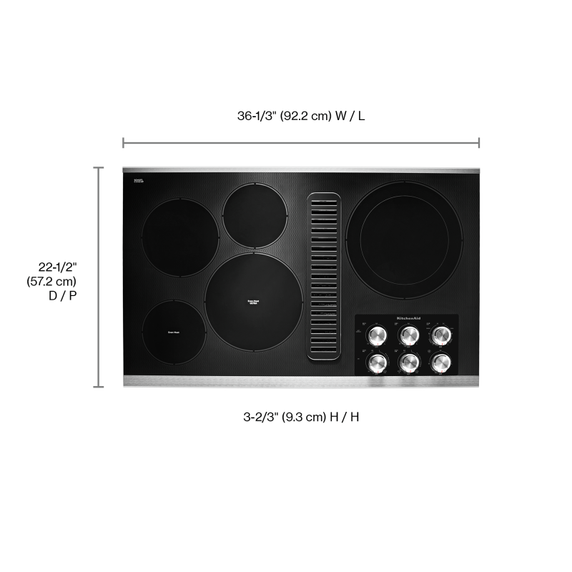 Kitchenaid® 36 Electric Downdraft Cooktop with 5 Elements KCED606GSS