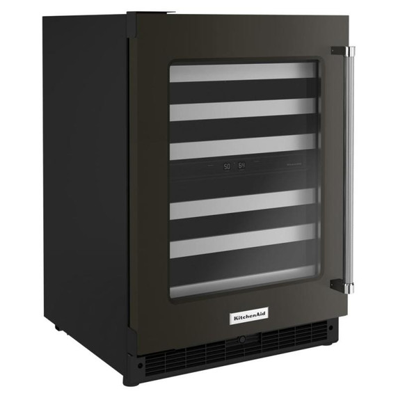 Kitchenaid® 24" Undercounter Wine Cellar with Glass Door and Metal-Front Racks KUWL314KBS