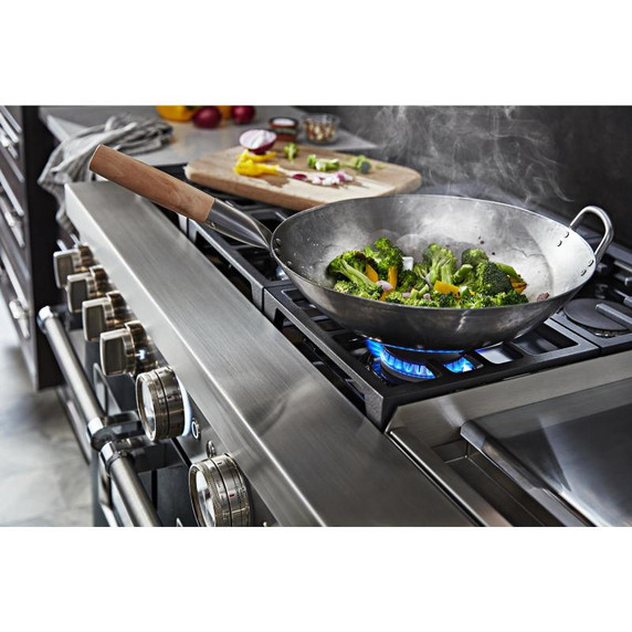 KitchenAid® 48'' Smart Commercial-Style Dual Fuel Range with Griddle KFDC558JBK