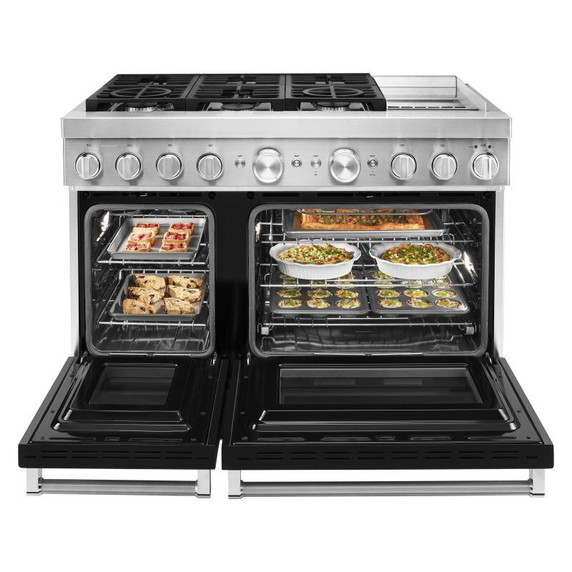 KitchenAid® 48'' Smart Commercial-Style Dual Fuel Range with Griddle KFDC558JBK