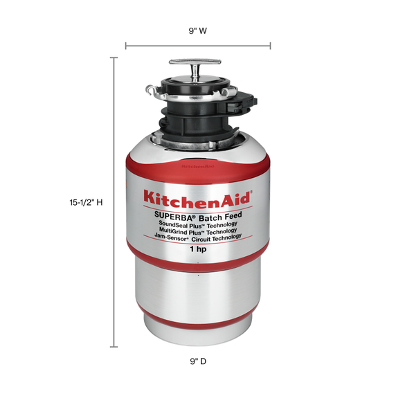 Kitchenaid® 1-Horsepower  Batch Feed Food Waste Disposer KBDS100T