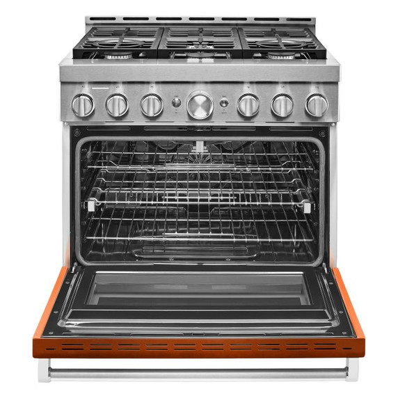 KitchenAid® 36'' Smart Commercial-Style Gas Range with 6 Burners KFGC506JSC