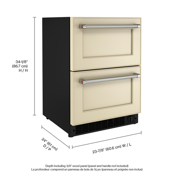 Kitchenaid® 24 Panel-Ready Undercounter Double-Drawer Refrigerator/Freezer KUDF204KPA
