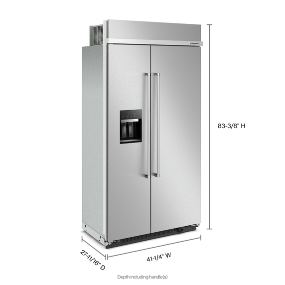 Kitchenaid® 25.1 Cu. Ft. 42 Built-In Side-by-Side Refrigerator with Ice and Water Dispenser KBSD702MPS