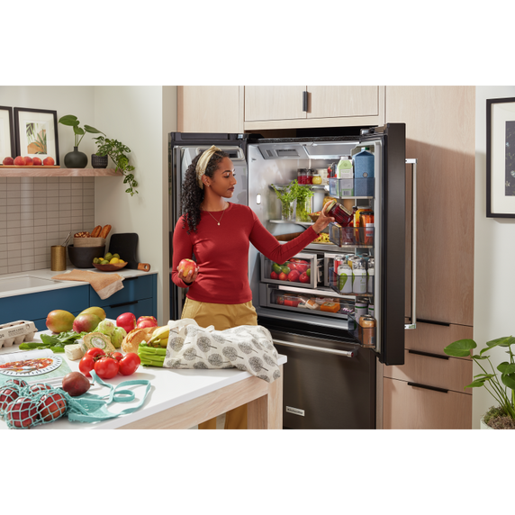 Kitchenaid® 26.8 Cu. Ft. Standard-Depth French Door Refrigerator with Exterior Ice and Water Dispenser KRFF577KBS
