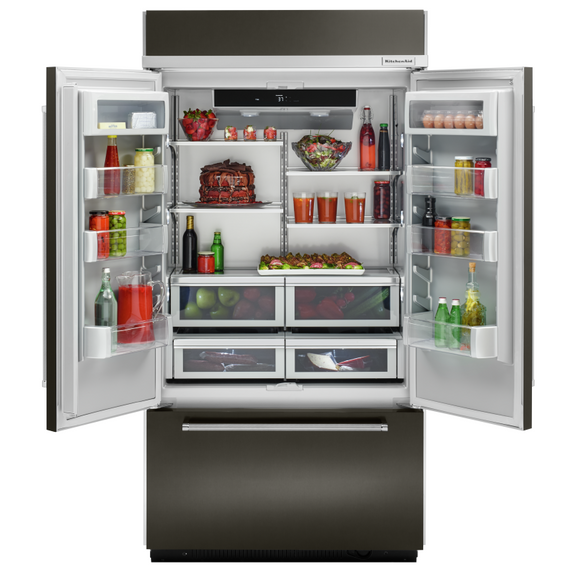 Kitchenaid® 24.2 Cu. Ft. 42 Width Built-In Stainless French Door Refrigerator with Platinum Interior Design KBFN502EBS