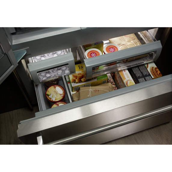 Kitchenaid® 24.2 Cu. Ft. 42 Width Built-In Stainless French Door Refrigerator with Platinum Interior Design KBFN502ESS