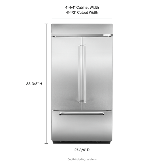 Kitchenaid® 24.2 Cu. Ft. 42 Width Built-In Stainless French Door Refrigerator with Platinum Interior Design KBFN502ESS