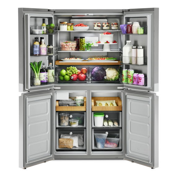 Kitchenaid® 19.4 cu. ft. 36-inch wide Counter-Depth 4-Door Refrigerator with PrintShield™ Finish KRQC506MPS