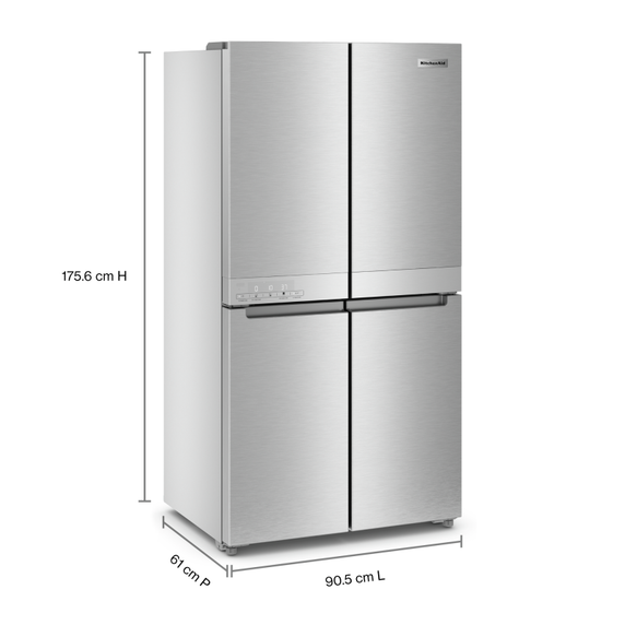 Kitchenaid® 19.4 cu. ft. 36-inch wide Counter-Depth 4-Door Refrigerator with PrintShield™ Finish KRQC506MPS