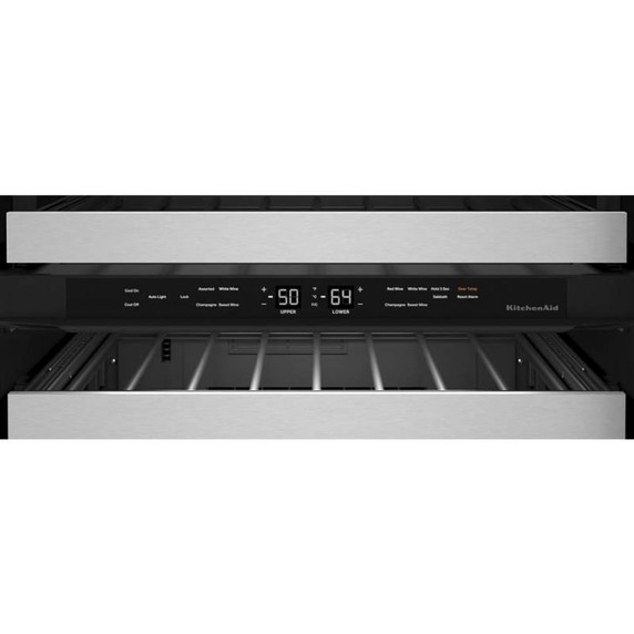 Kitchenaid® 24" Undercounter Wine Cellar with Glass Door and Metal-Front Racks KUWR314KSS