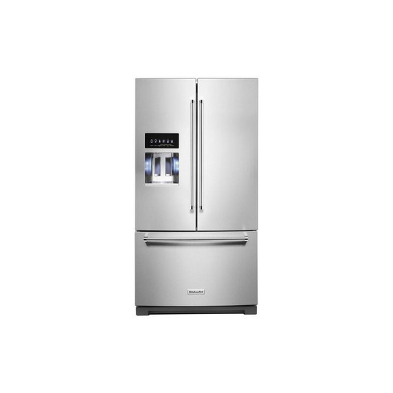 Kitchenaid® 26.8 Cu. Ft. Standard-Depth French Door Refrigerator with Exterior Ice and Water Dispenser KRFF577KPS Kitchenaid® 26.8 Cu. Ft. Standard-Depth French Door Refrigerator with Exterior Ice and Water Dispenser KRFF577KPS