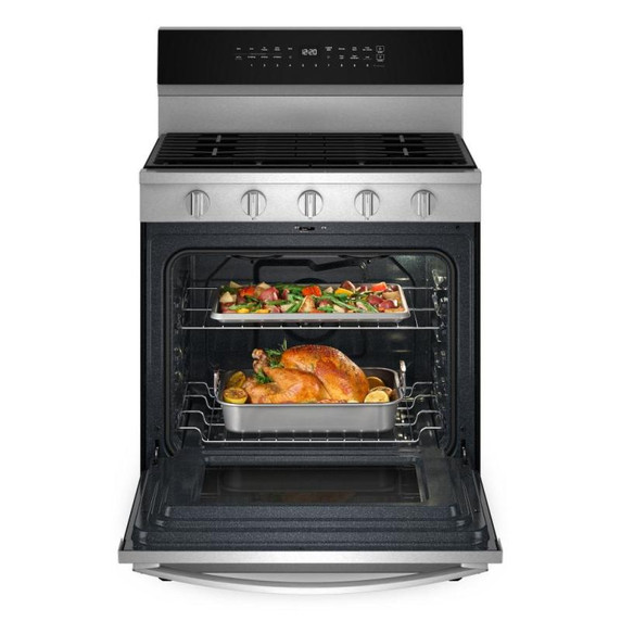 Whirlpool® 30-inch Smart Gas Range with True Convection, Steam/Self Cleaning, Rapid Preheat 5.3 CuFt Capacity WFGS7530RZ