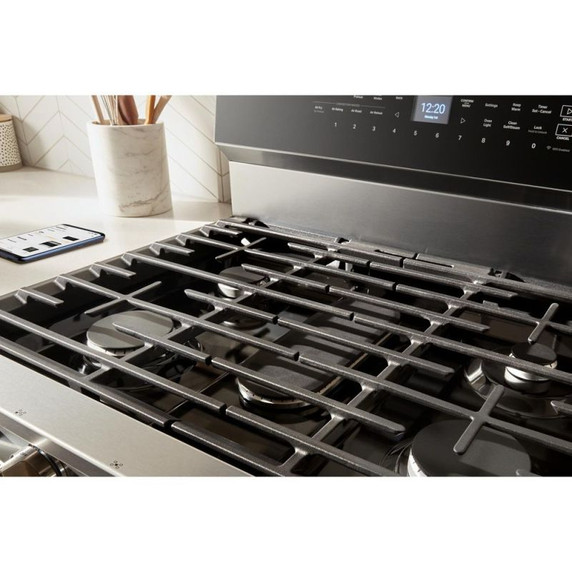 Whirlpool® 30-inch Smart Gas Range with True Convection, Steam/Self Cleaning, Rapid Preheat 5.3 CuFt Capacity WFGS7530RZ